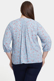 NYDJ Pintuck Blouse In Plus Size - Mountain Petals