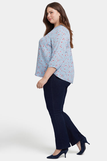 NYDJ Pintuck Blouse In Plus Size - Mountain Petals