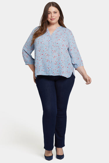 NYDJ Pintuck Blouse In Plus Size - Mountain Petals