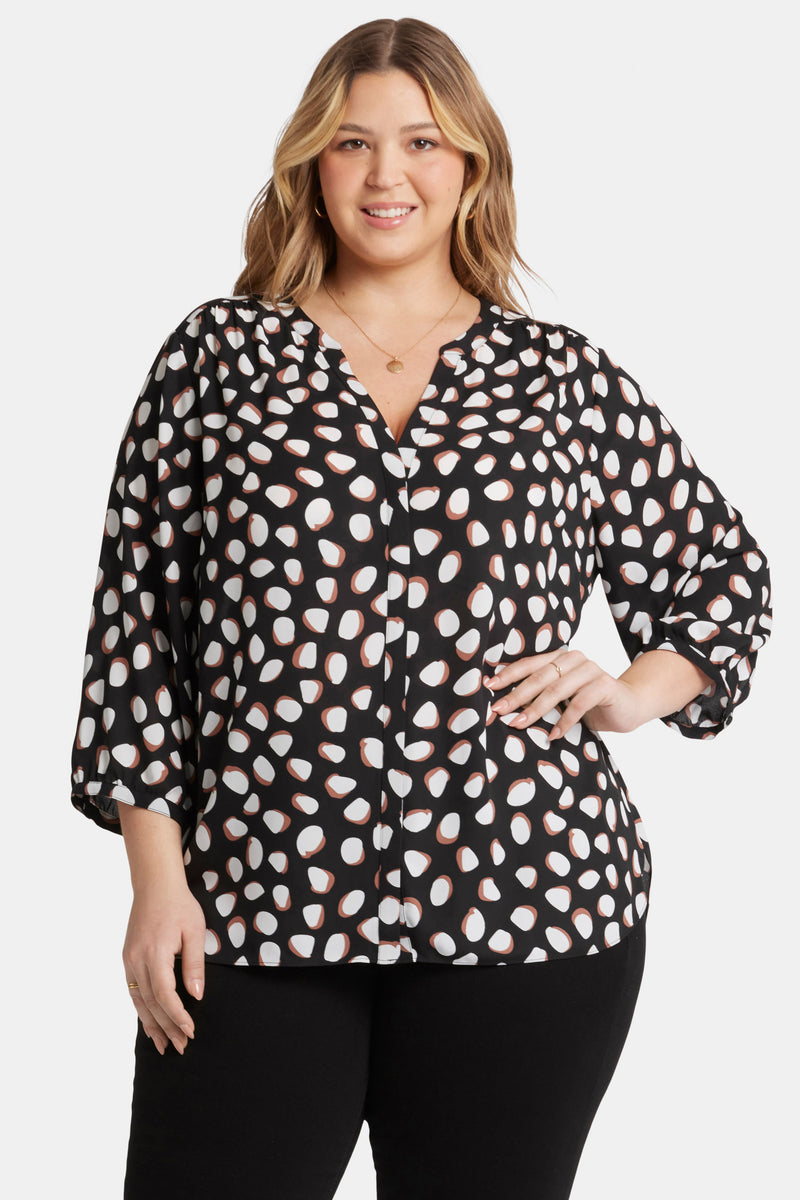 NYDJ Pintuck Blouse In Plus Size - Matilda Dot