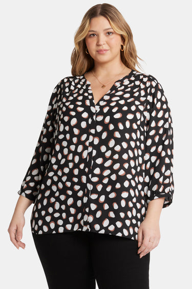 NYDJ Pintuck Blouse In Plus Size  - Matilda Dot