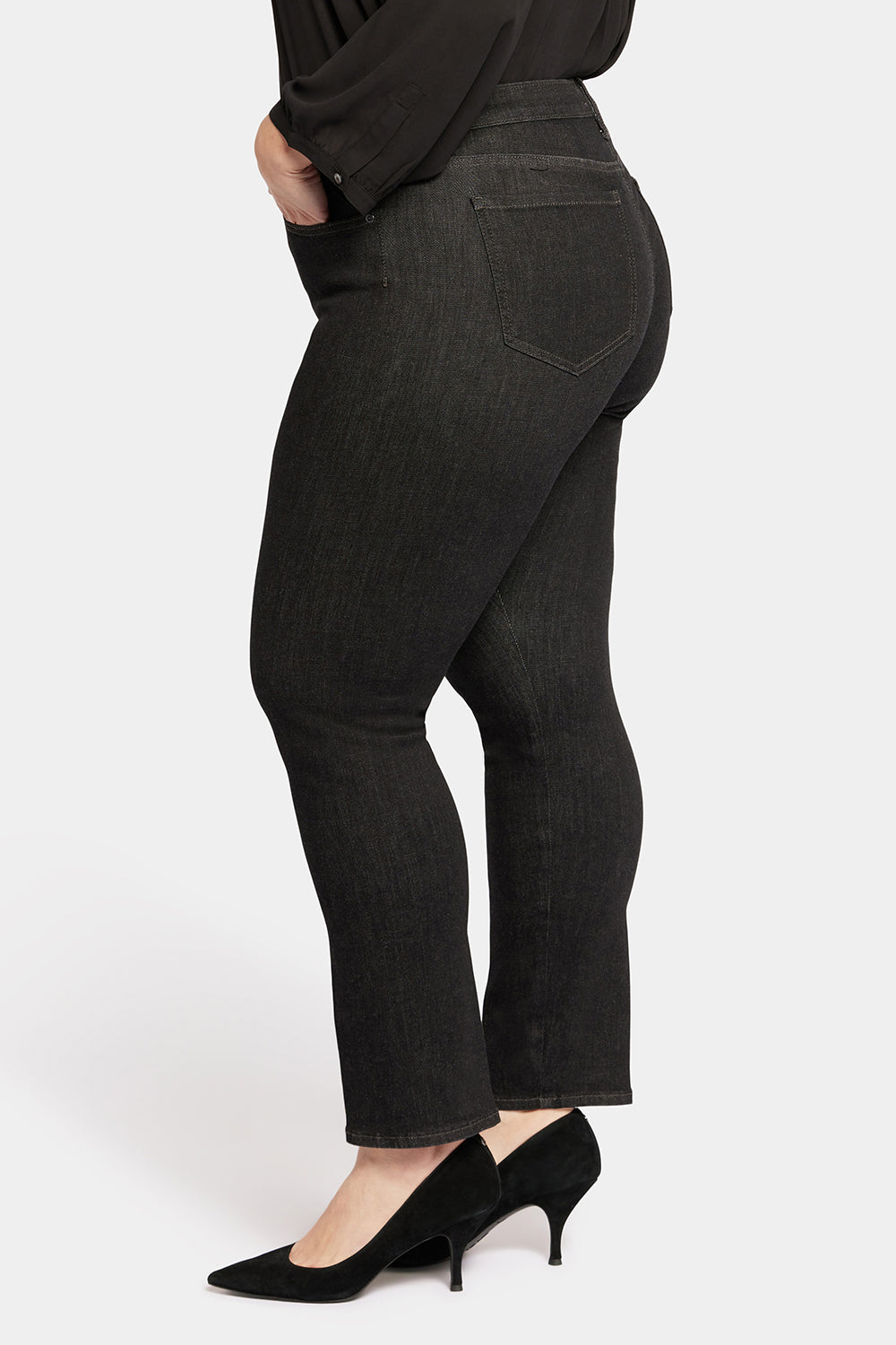 NYDJ Marilyn Straight Jeans – Hazel Wood Wash, Crisscross Design, 88% Cotton, Straight Leg Fit - View #9