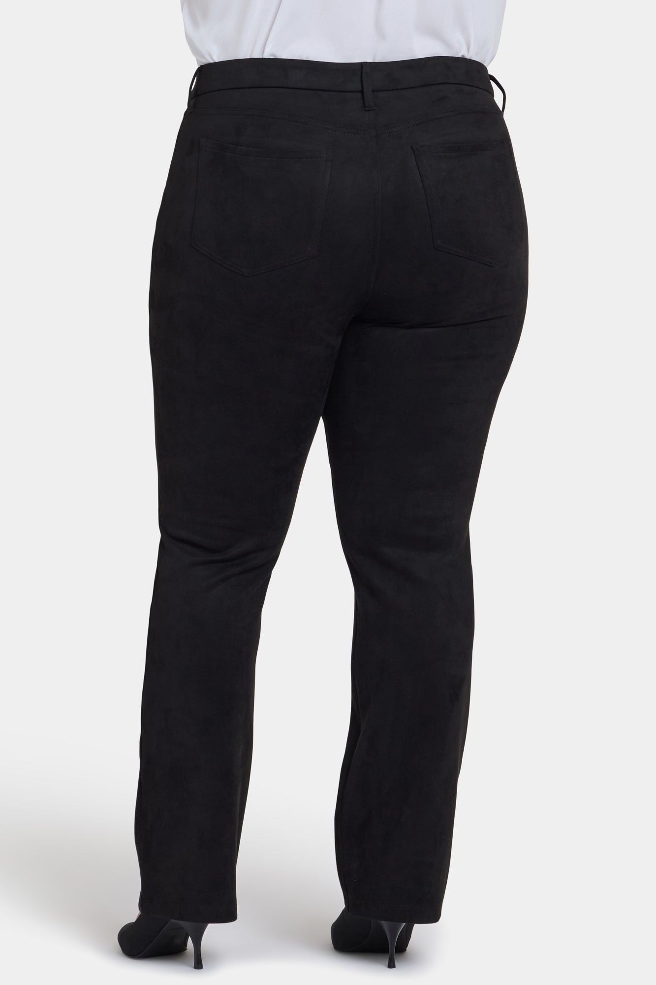 NYDJ Marilyn Straight Pants In Plus Size In Stretch Faux Suede - Black