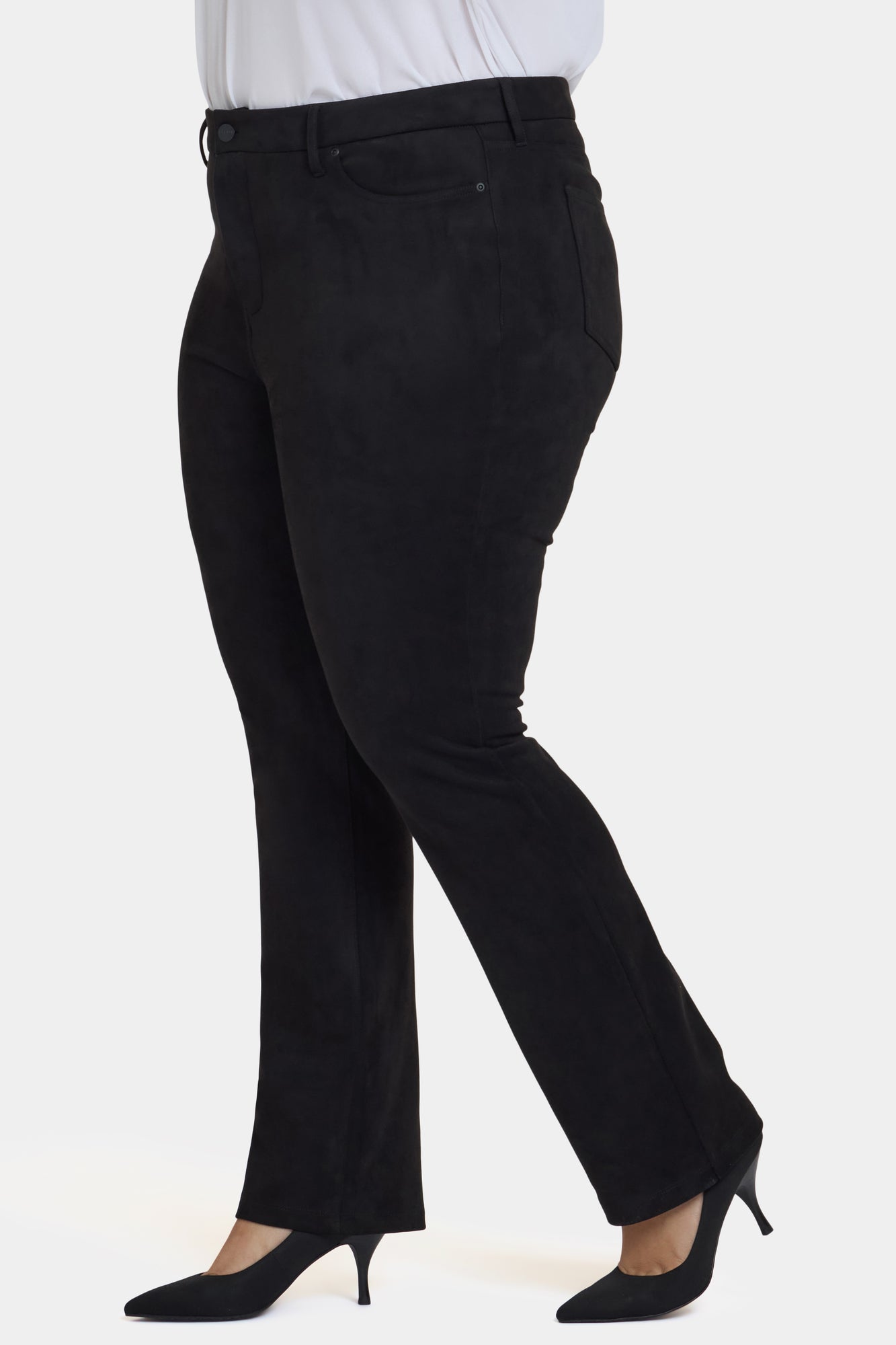 NYDJ Marilyn Straight Pants In Plus Size In Stretch Faux Suede - Black
