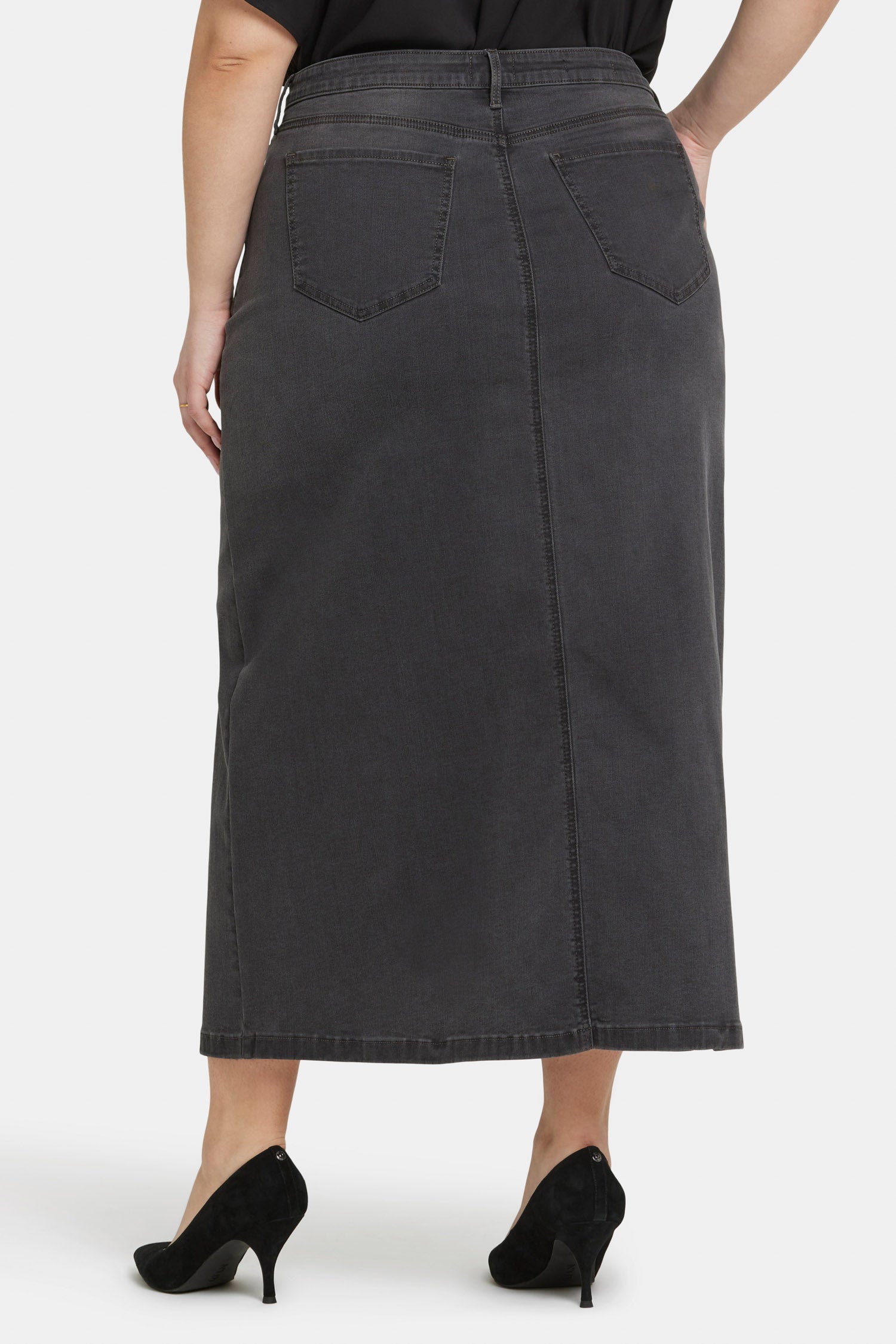 Nydj Plus Women s High Rise Denim Maxi Skirt Gray Size 14W Cloud Stone