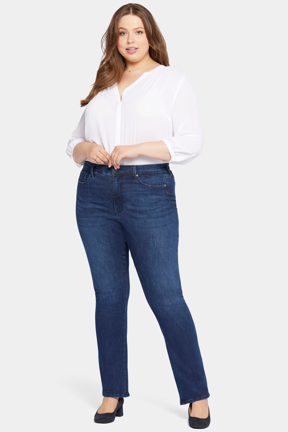 NYDJ Le Silhouette Slim Bootcut Jeans In Long Inseam Plus Size With High Rise - Marvelous
