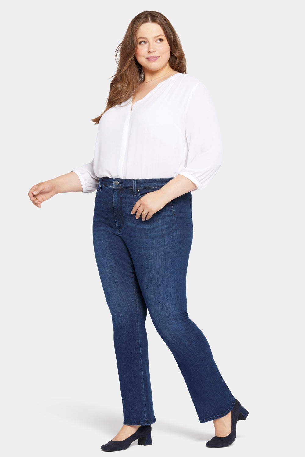 NYDJ Le Silhouette Slim Bootcut Jeans In Long Inseam Plus Size With High Rise - Marvelous