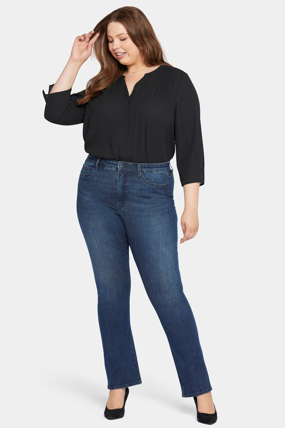 Le Silhouette Slim Bootcut Jeans In Long Inseam Plus Size With High Rise -  Precious Blue