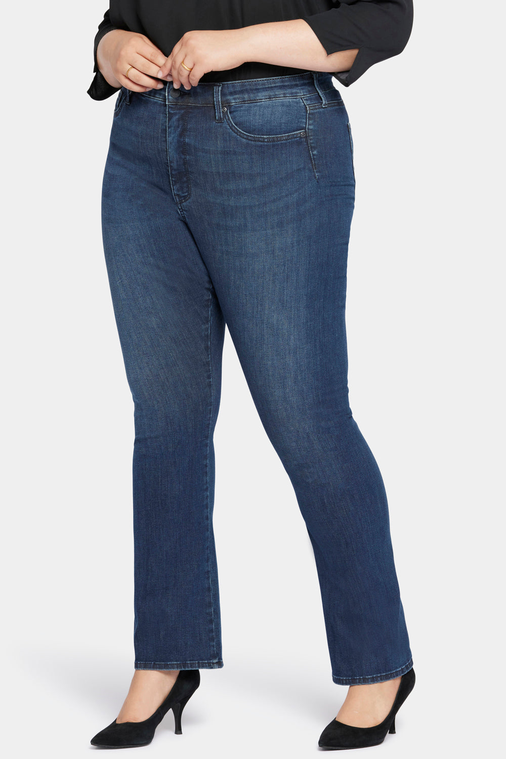 Le Silhouette Slim Bootcut Jeans In Long Inseam Plus Size With High Rise -  Precious Blue