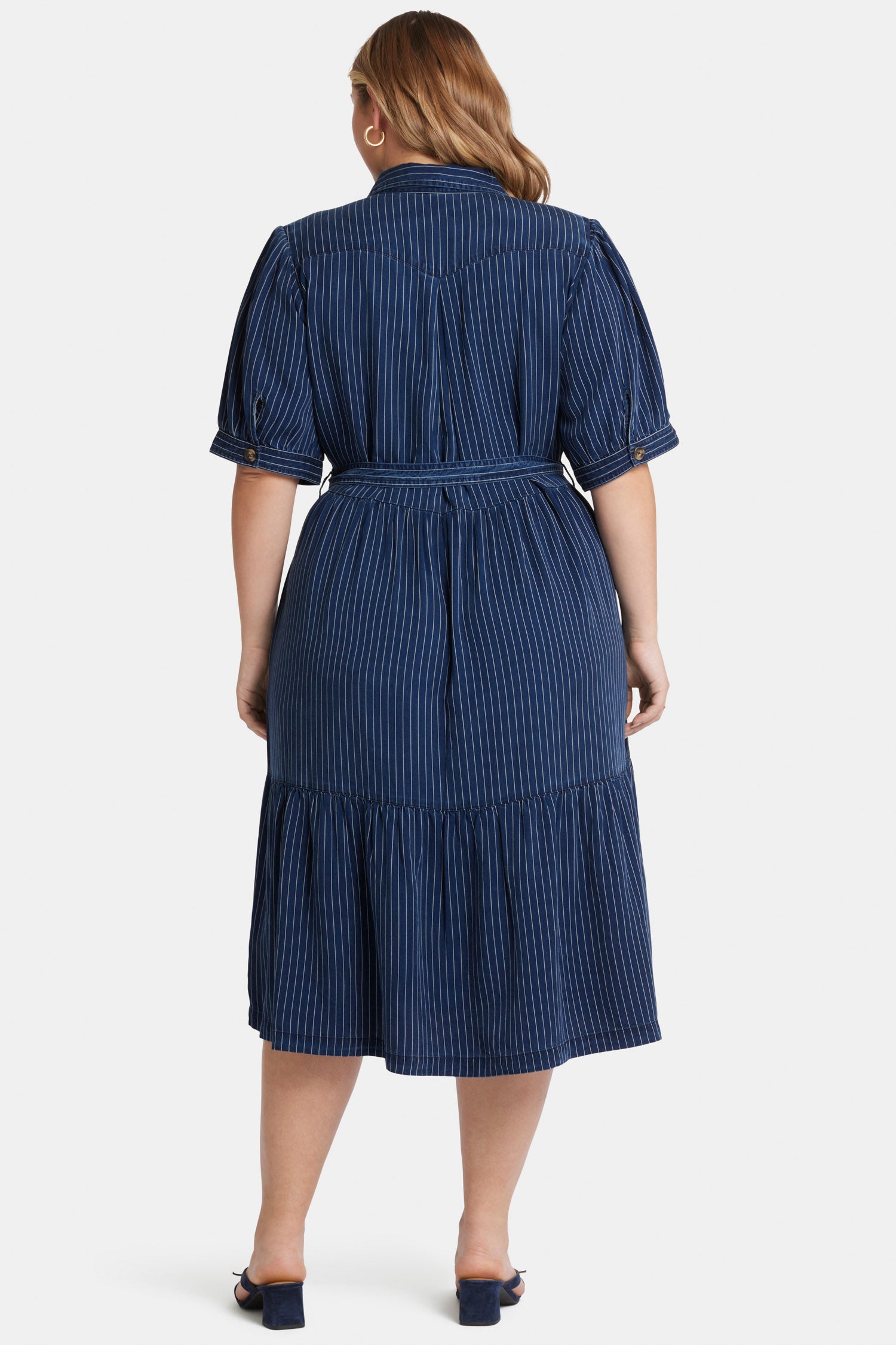 Kate Ruffle Dress In Plus Size - Dark Ocean Blue | NYDJ
