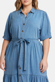 NYDJ Kate Ruffle Dress In Plus Size - Light Marine