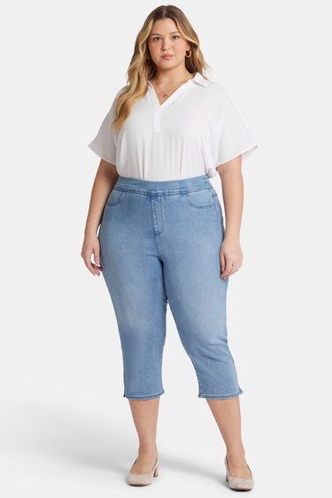 NYDJ Dakota Crop Pull-On Jeans In Plus Size In Soft-Contour Denim™ With Side Slits - Corfu