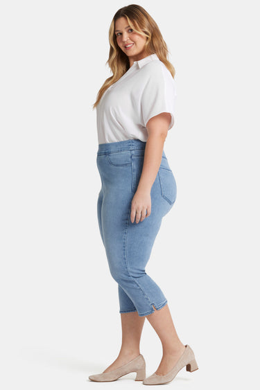 NYDJ Dakota Crop Pull-On Jeans In Plus Size In Soft-Contour Denim™ With Side Slits - Corfu