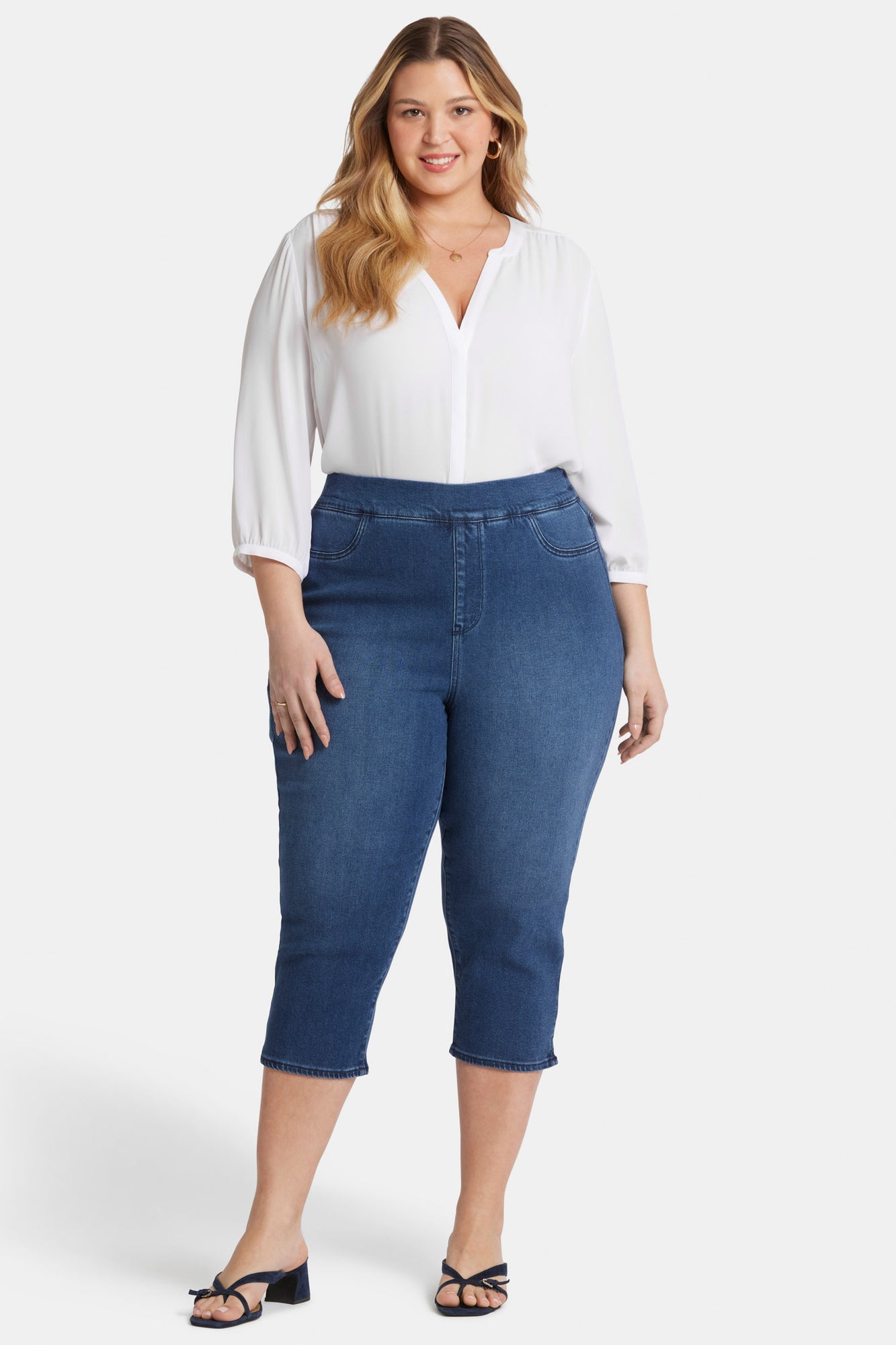 NYDJ Dakota Crop Pull-On Jeans In Plus Size In Soft-Contour Denim™ With Side Slits - Olympus