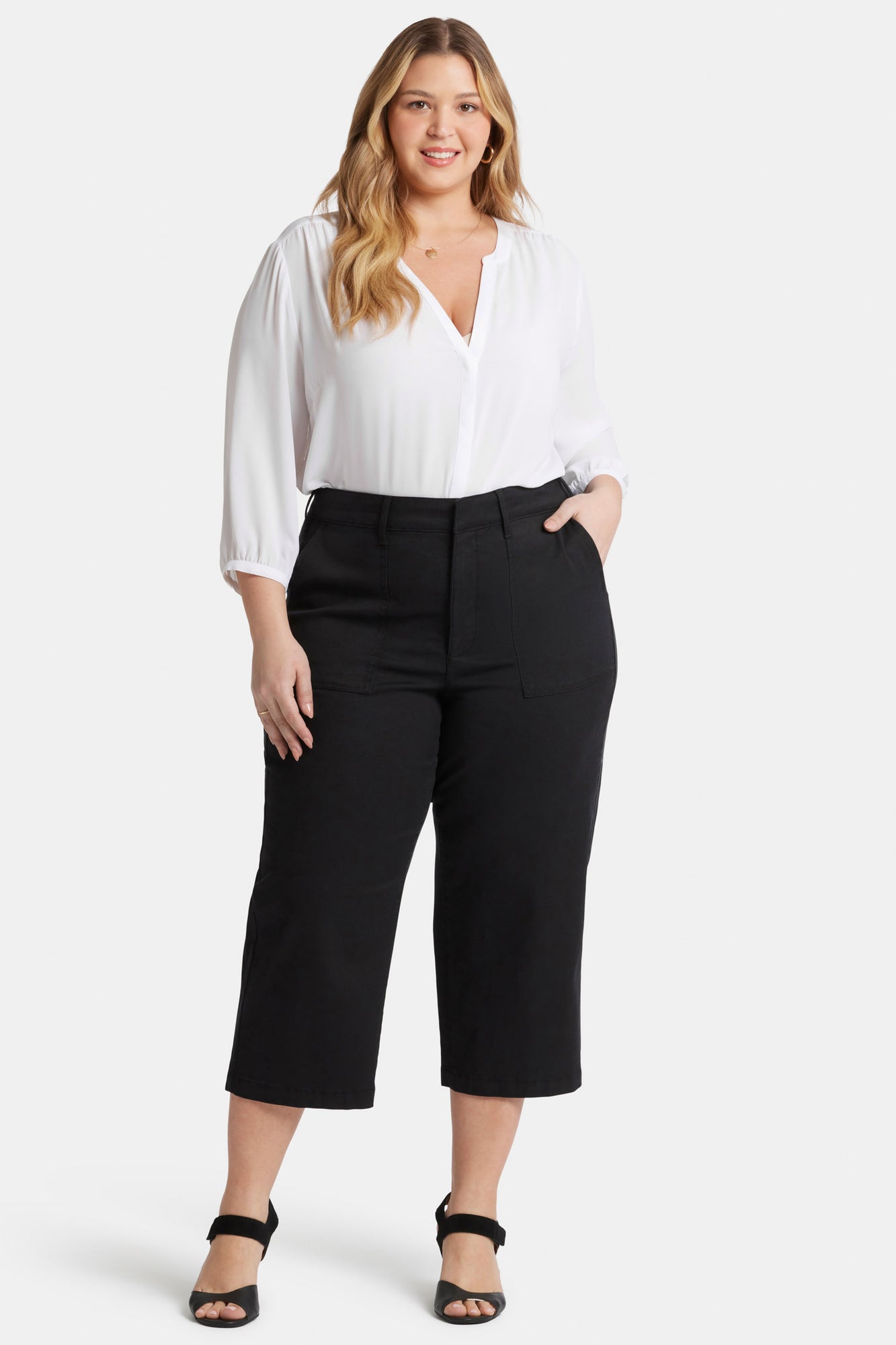 NYDJ Utility Pants In Plus Size In Stretch Twill With High Rise - Black