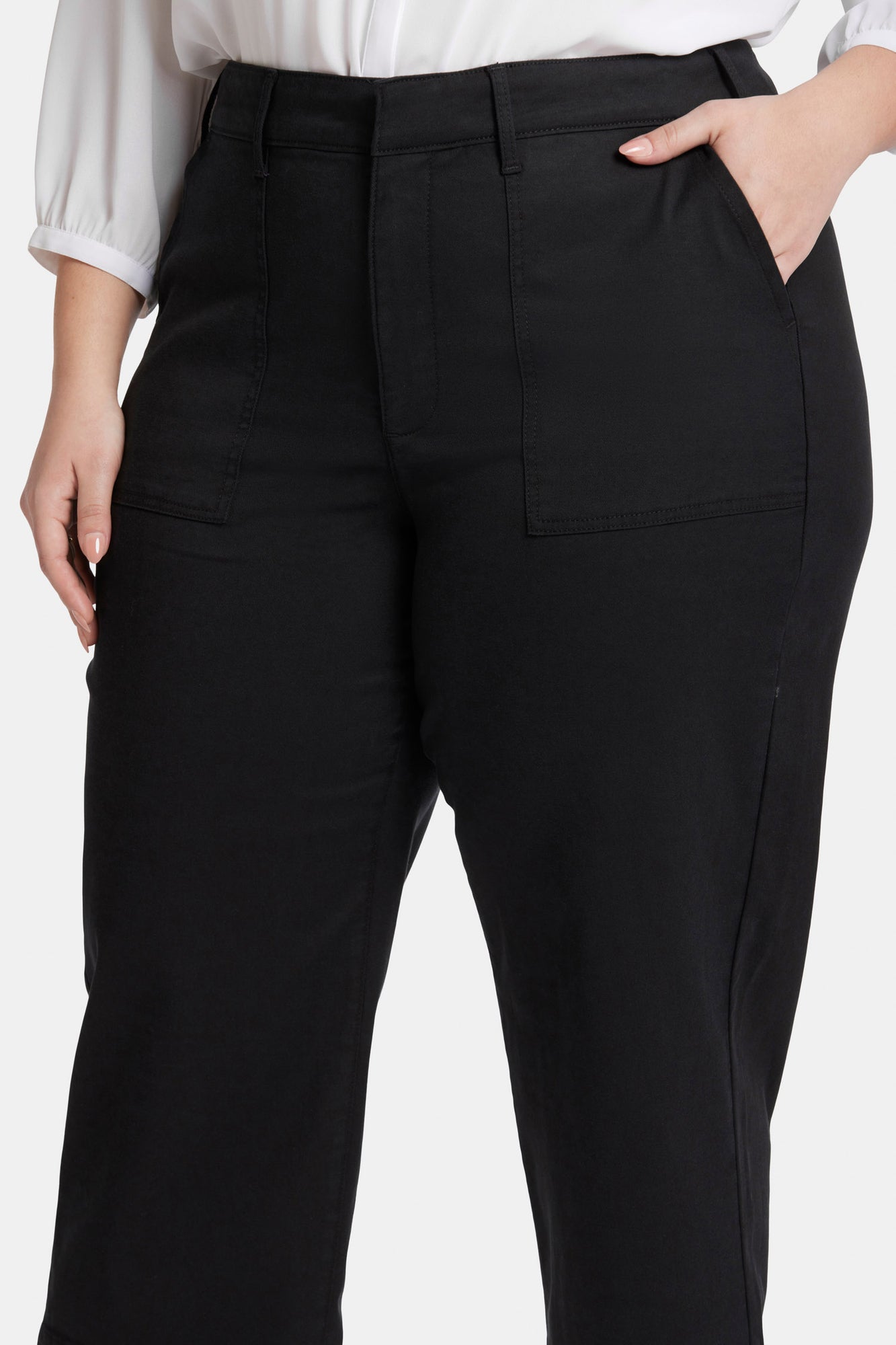 NYDJ Utility Pants In Plus Size In Stretch Twill With High Rise - Black