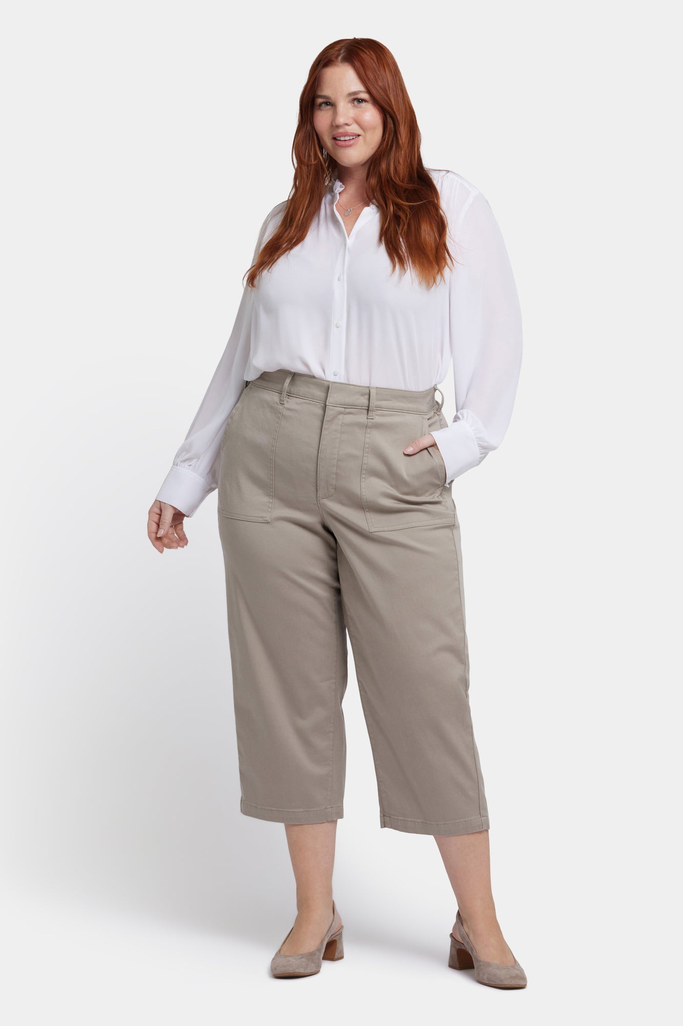 NYDJ Utility Pants In Plus Size In Stretch Twill With High Rise - Saddlewood