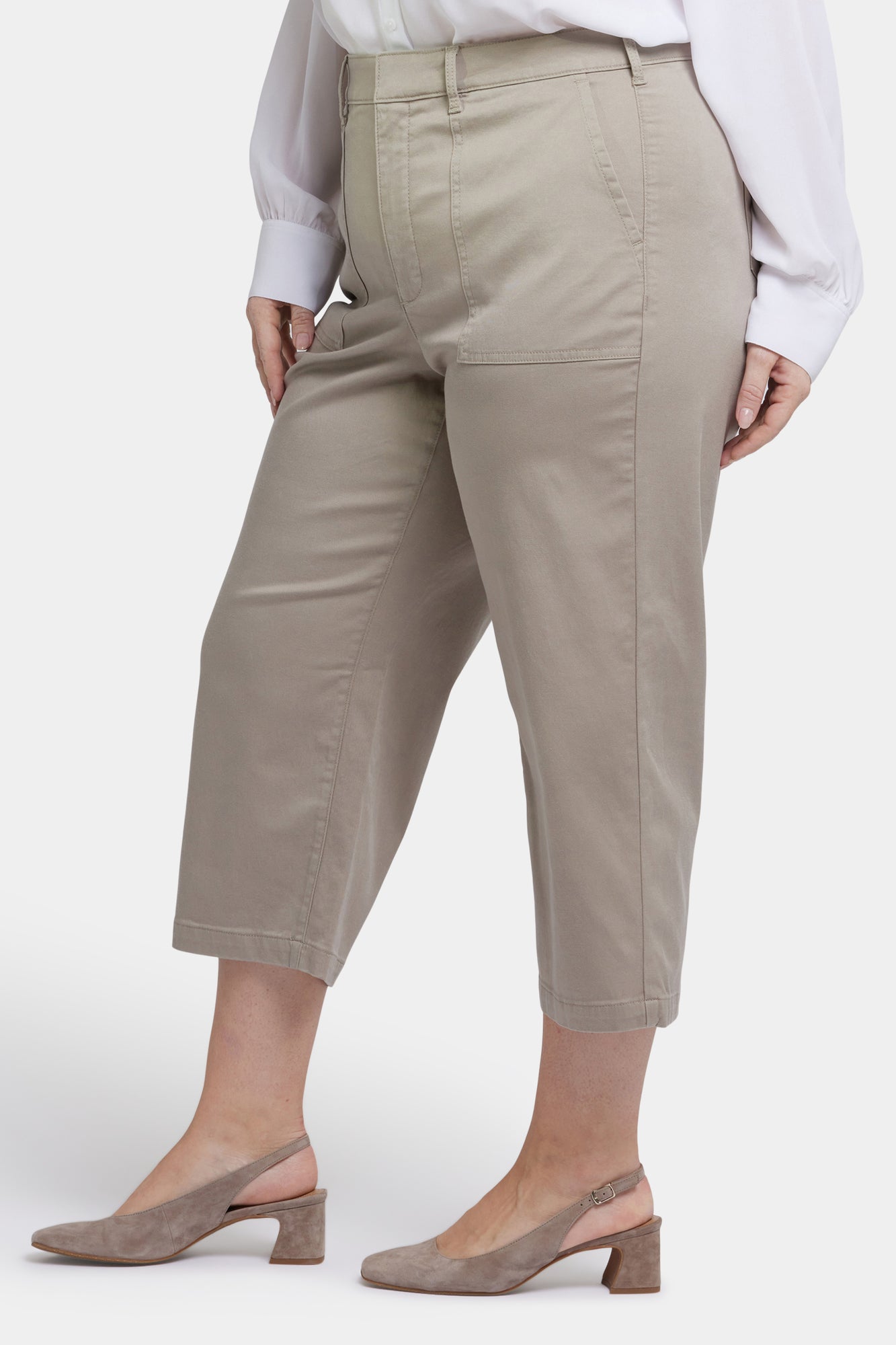 NYDJ Utility Pants In Plus Size In Stretch Twill With High Rise - Saddlewood