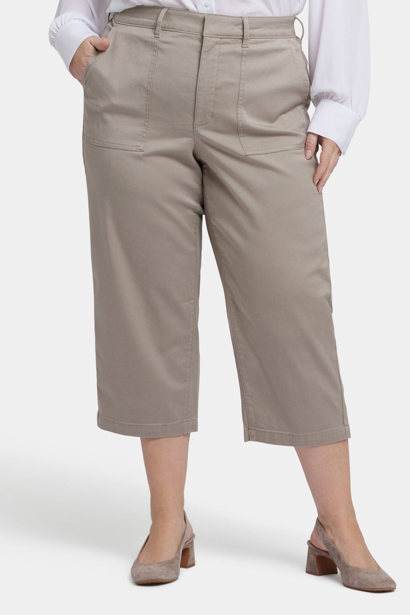 NYDJ Utility Pants In Plus Size In Stretch Twill With High Rise - Saddlewood