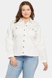NYDJ Frayed Hem Jacket In Plus Size In Stretch Twill - Optic White
