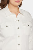 NYDJ Frayed Hem Jacket In Plus Size In Stretch Twill - Optic White