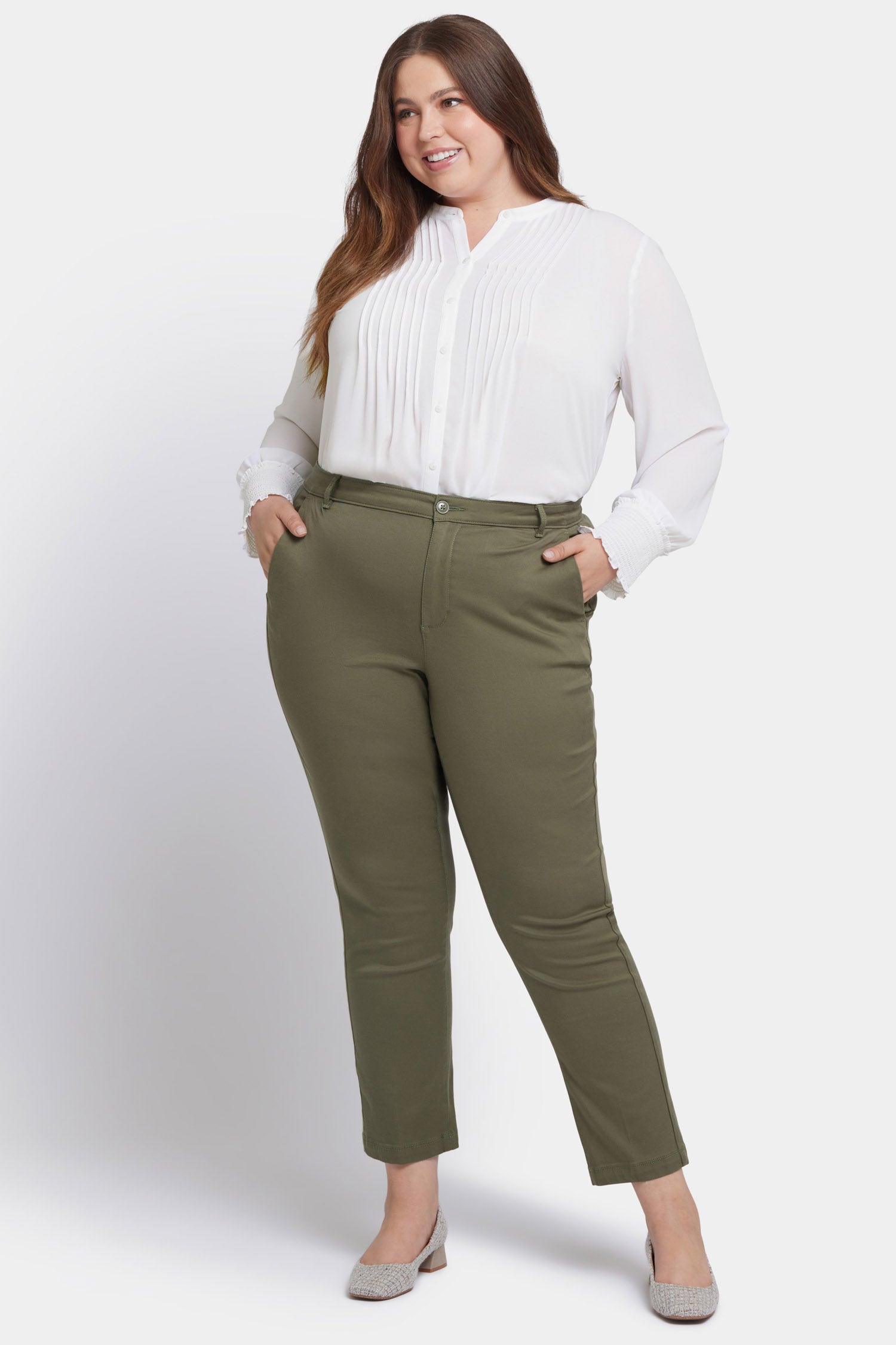 NYDJ Women's Sadie Slim Pants In Plus Size In Avocado, Size: 18W