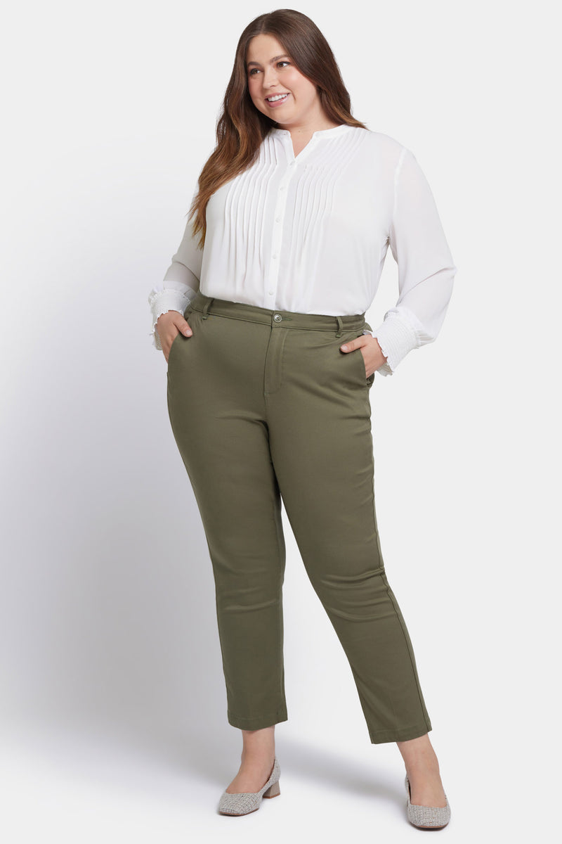 NYDJ Sadie Slim Pants In Plus Size In Stretch Twill - Avocado