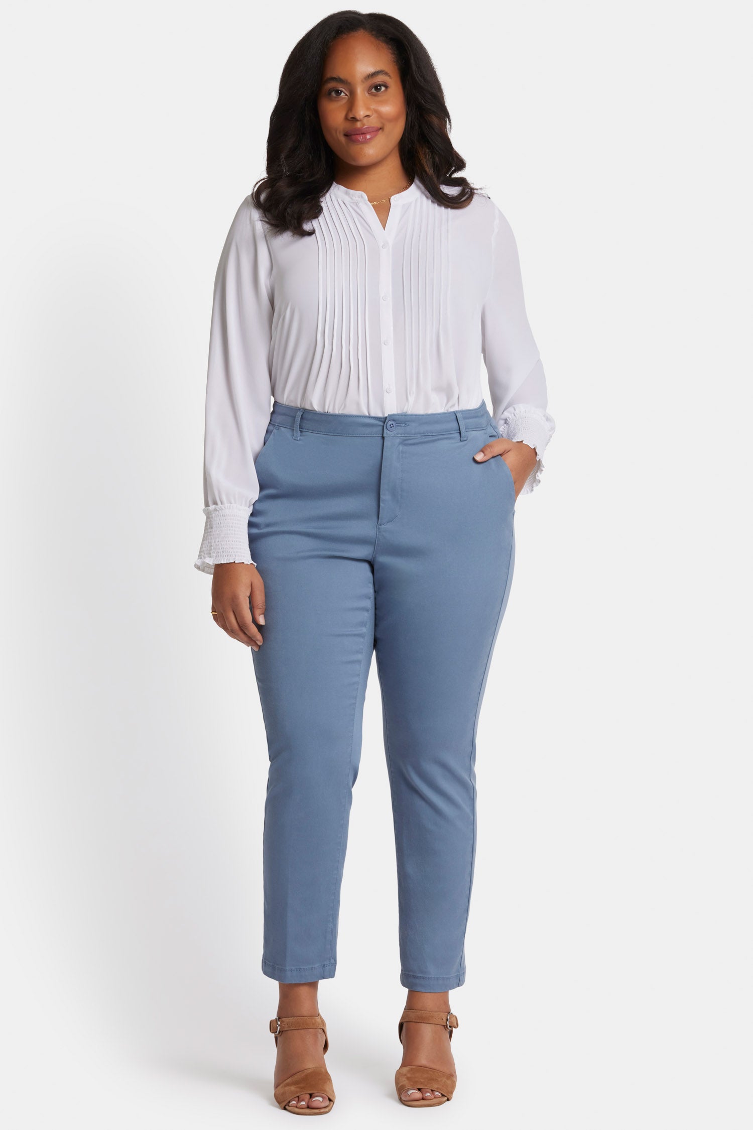 Sadie Slim Pants In Plus Size In Stretch Twill - Blue Stone Blue | NYDJ