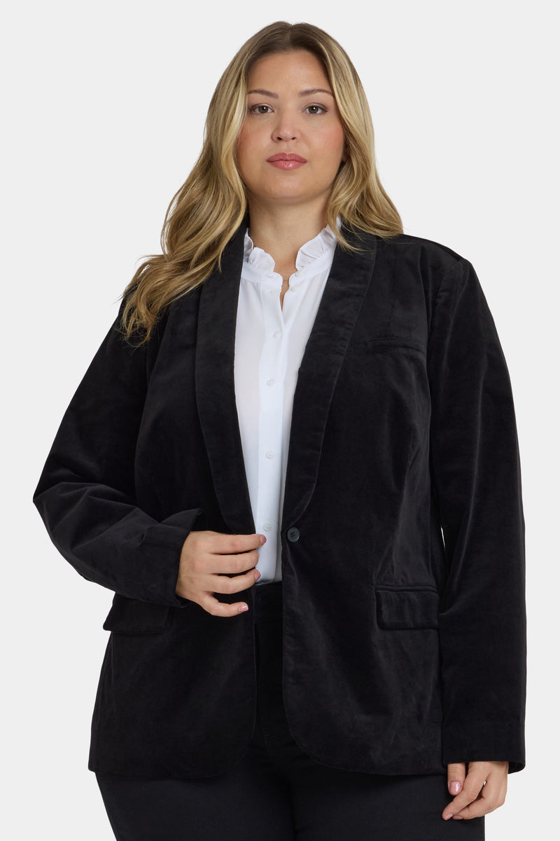 NYDJ Tuxedo Jacket In Plus Size In Velveteen - Black