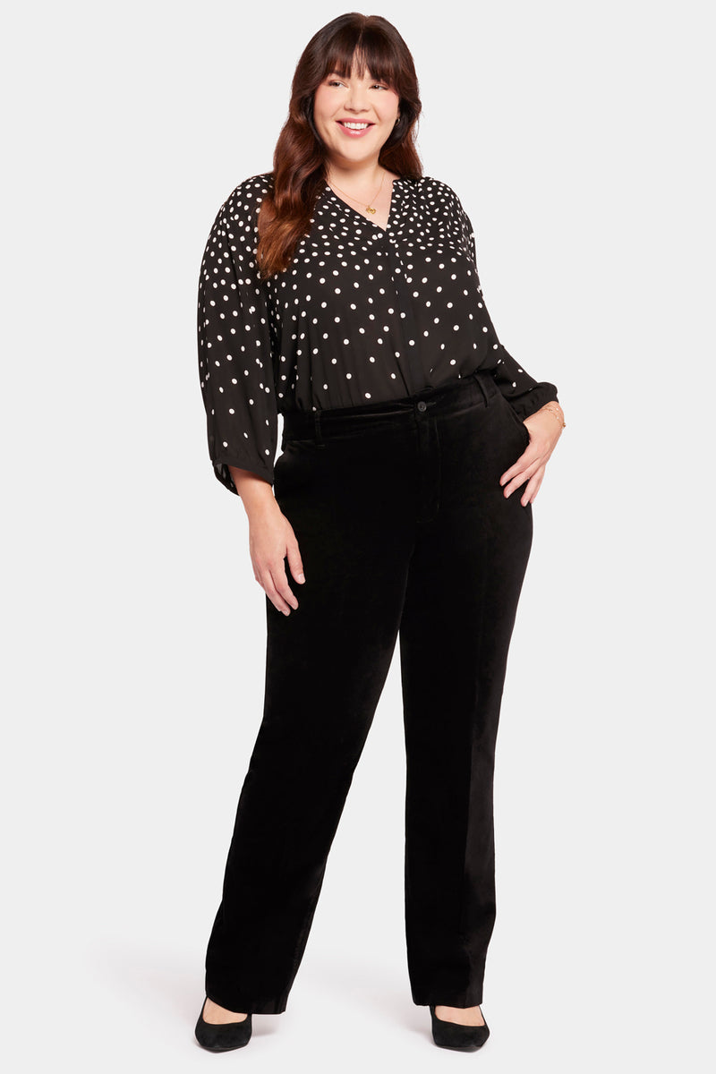 NYDJ Straight Leg Trouser Pants In Plus Size In Velveteen - Black