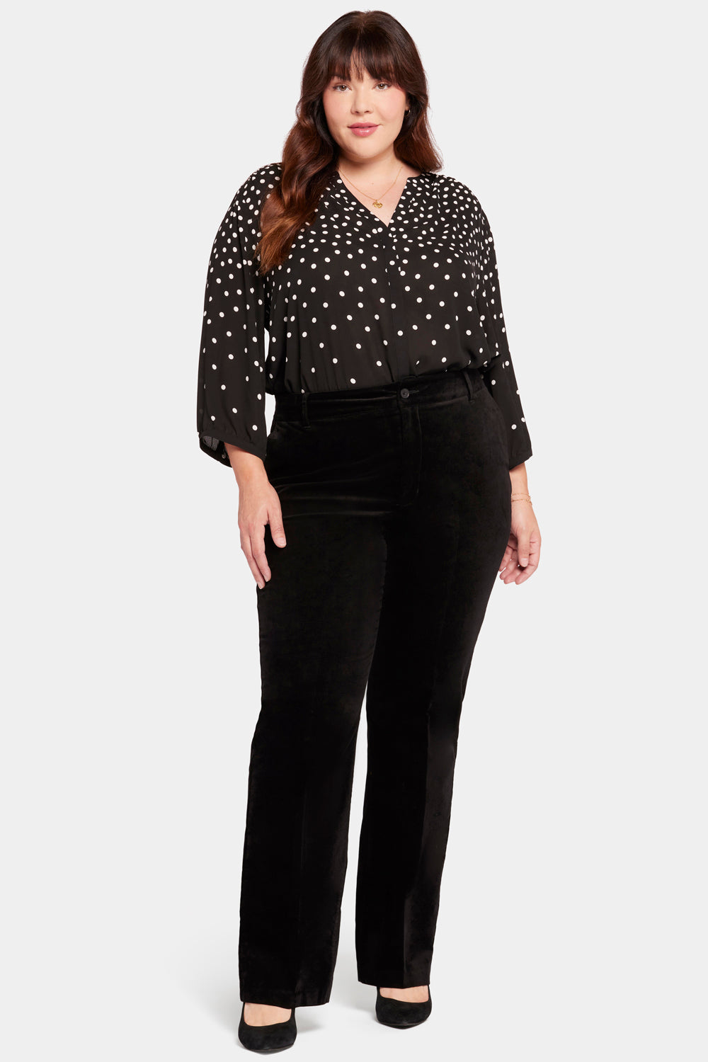 NYDJ Straight Leg Trouser Pants In Plus Size In Velveteen - Black