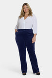 NYDJ Straight Trouser Pants In Plus Size In Velveteen With High Rise - Dark Sapphire
