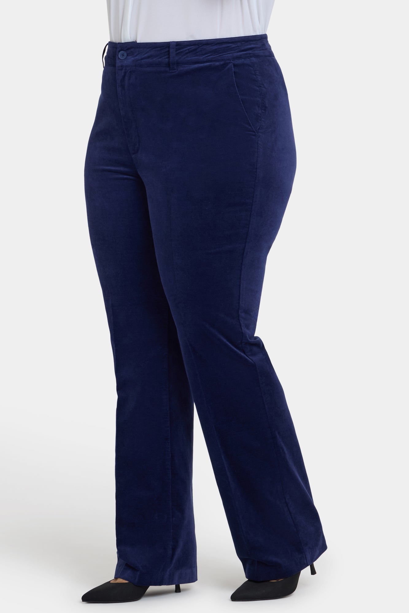 NYDJ Straight Trouser Pants In Plus Size In Velveteen With High Rise - Dark Sapphire