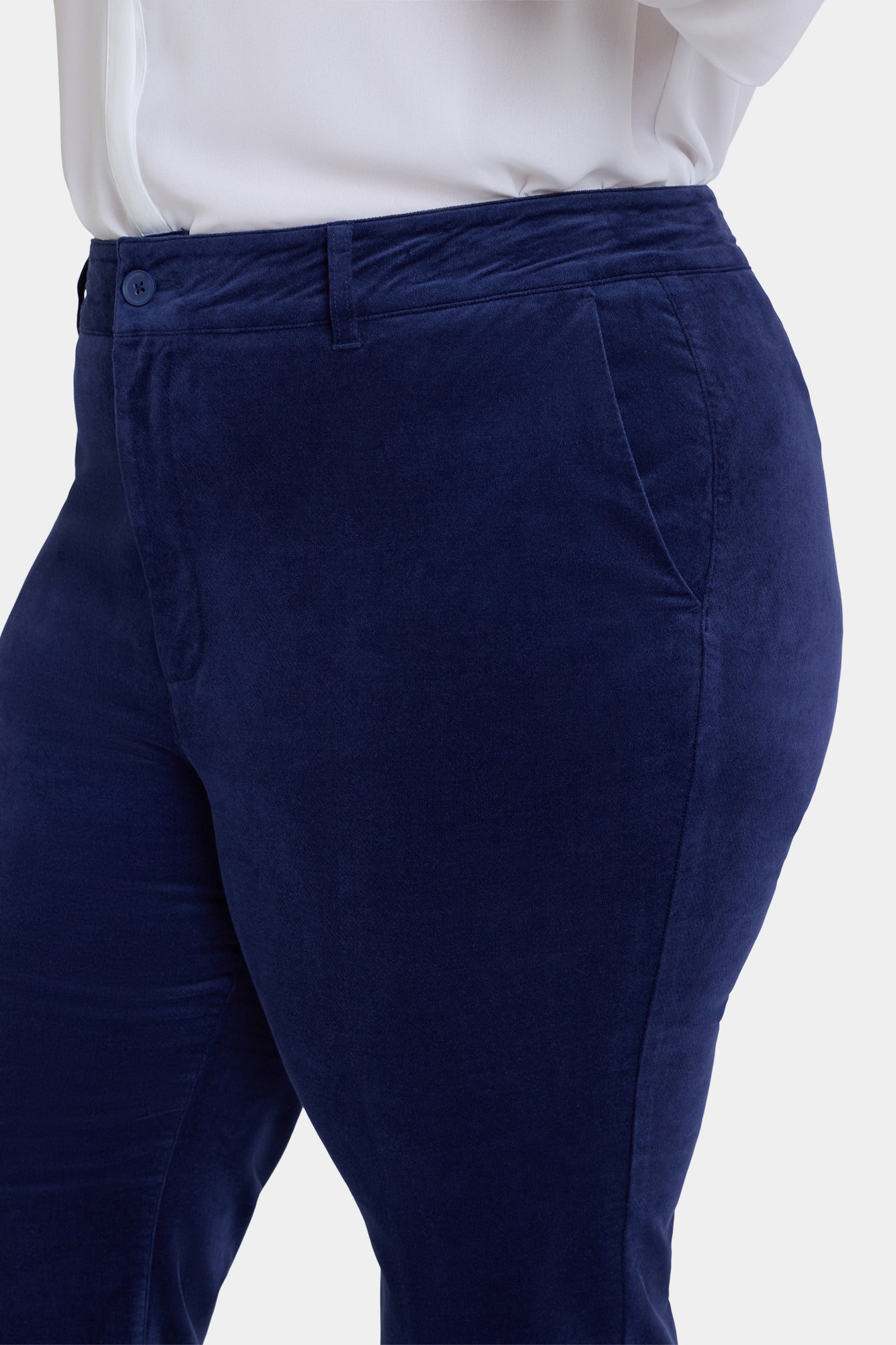 NYDJ Straight Trouser Pants In Plus Size In Velveteen With High Rise - Dark Sapphire
