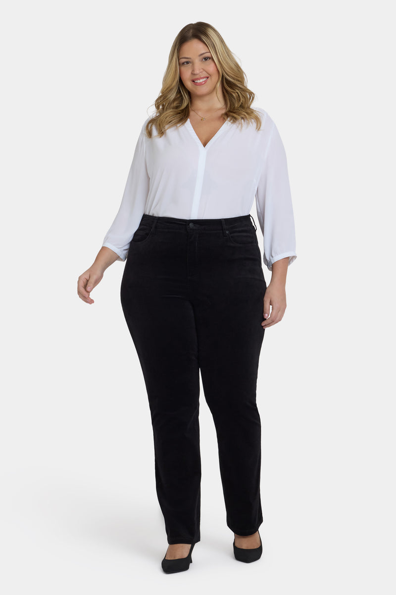 NYDJ Marilyn Straight Pants In Plus Size In Velveteen - Black