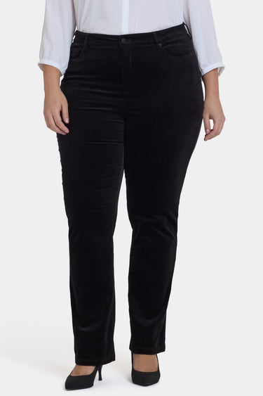 NYDJ Marilyn Straight Pants In Plus Size In Velveteen - Black