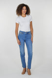 NYDJ Marilyn Straight Jeans With High Rise, Gold Chains And 31" Inseam - Bastille Sea