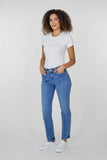 NYDJ Marilyn Straight Jeans With Front Patch Pockets - Bastille Sea