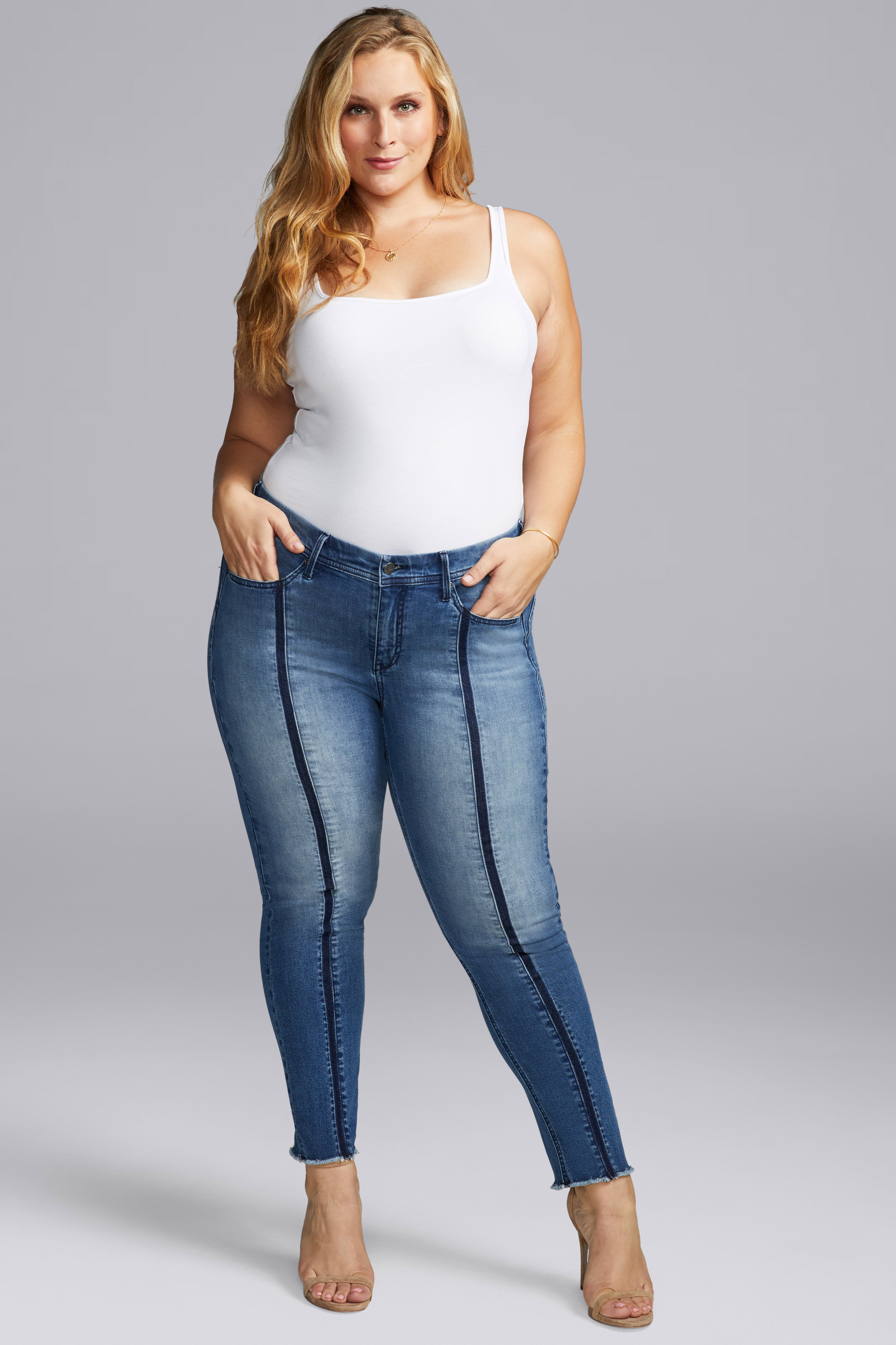 Slim Straight Ankle Jeans In Short Inseam In Curves 360 Denim With Side  Slit - Optic White White | NYDJ