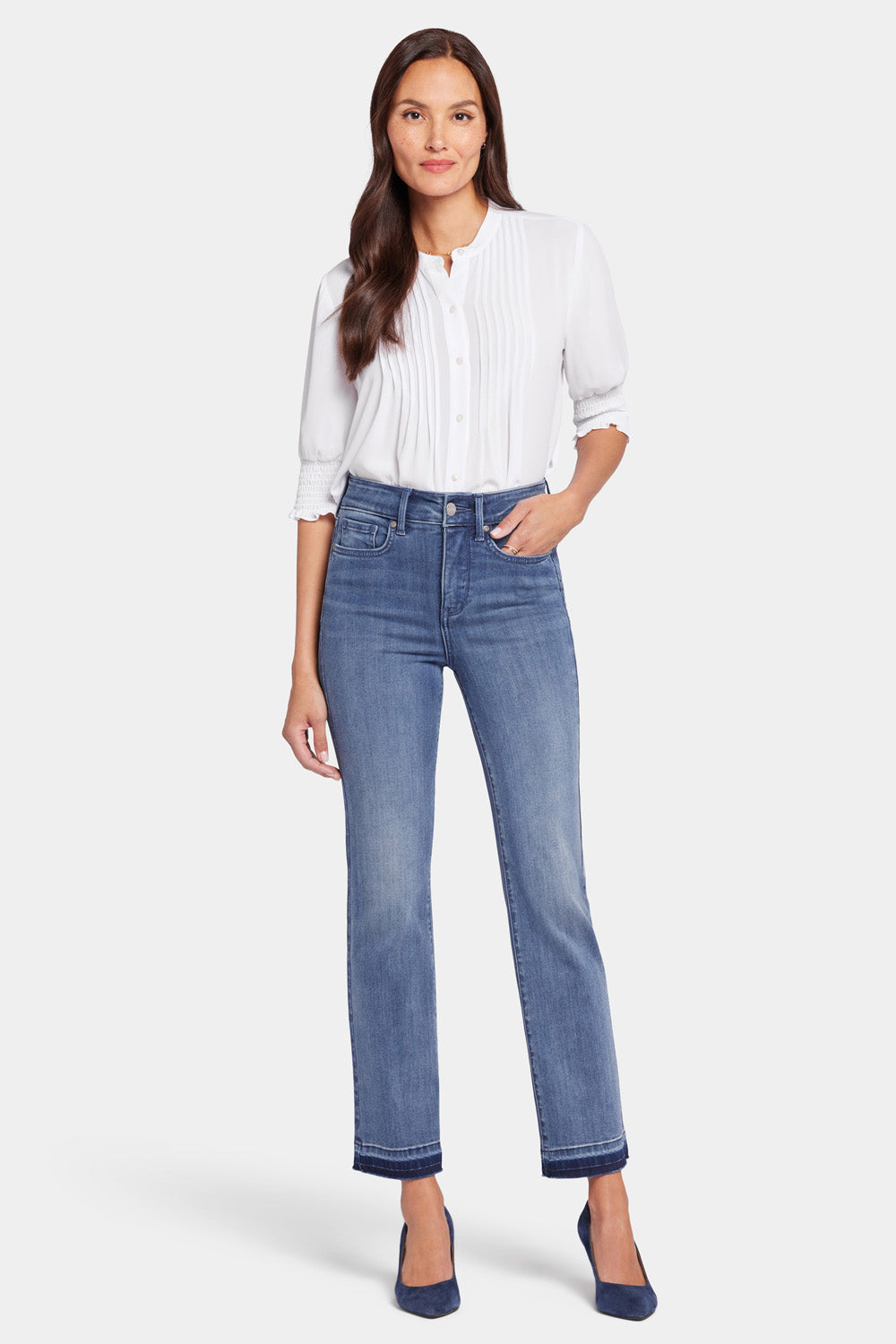 High Straight Jeans In Sure Stretch® Denim With Released Hems