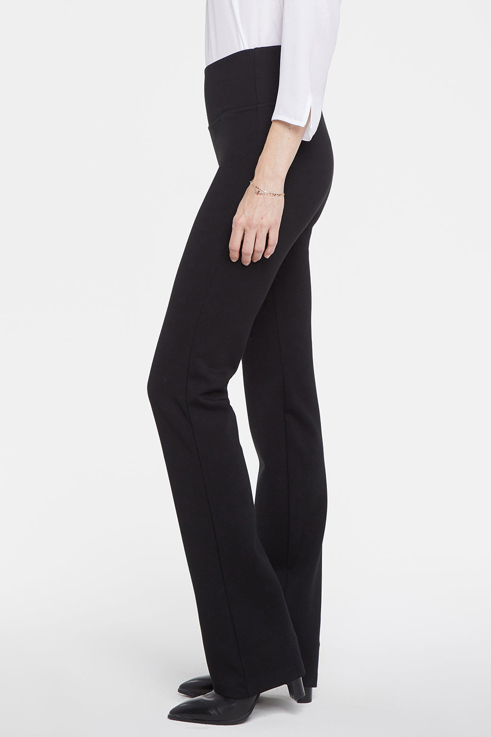 Women's Tummy Tuck Black Pants - Thick Waist Pull On Black Skinny