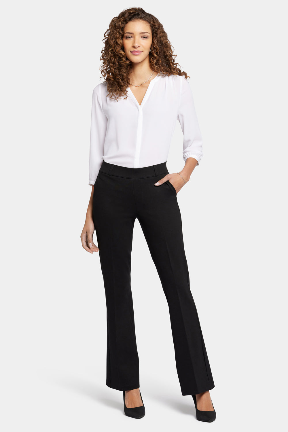 Pull-On Flared Trouser Pants Sculpt-Her™ Collection - Black Black | NYDJ