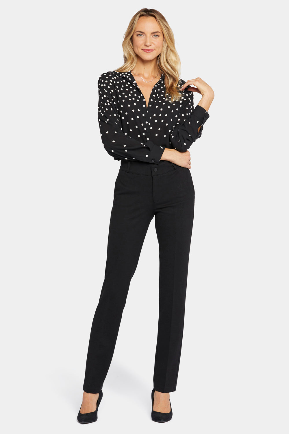 ZW COLLECTION CREASED POLKA DOT BLOUSE - blue