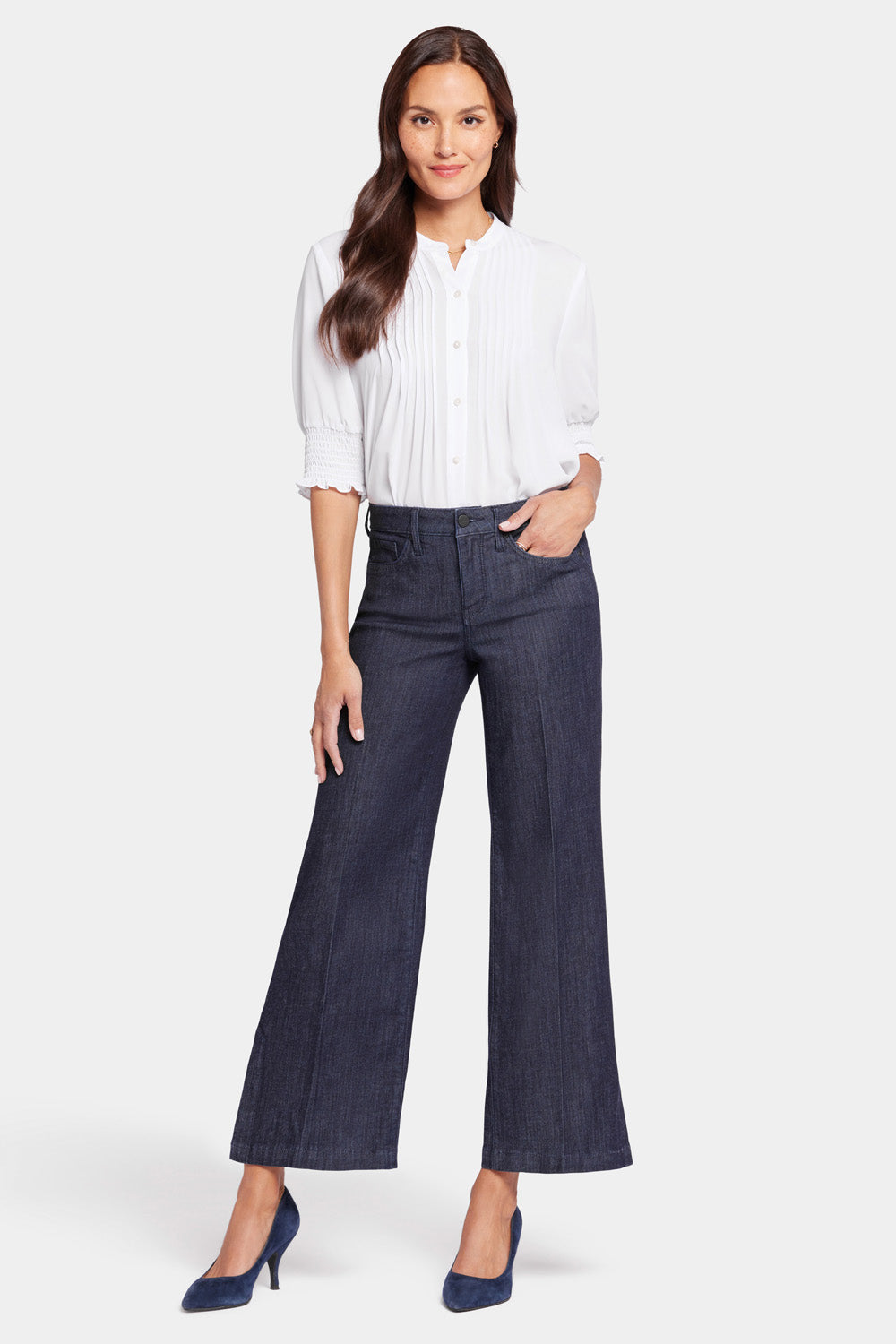 NYDJ Teresa Wide Leg Ankle Jeans With Side Plackets - Lightweight Rinse