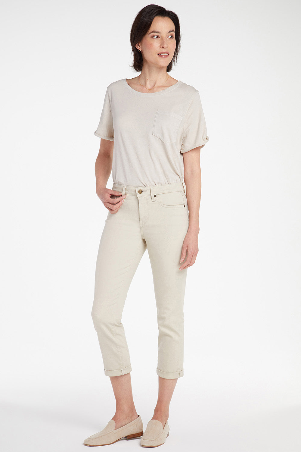 Chloe Skinny Capri Jeans With Roll Cuffs - Feather Tan | NYDJ