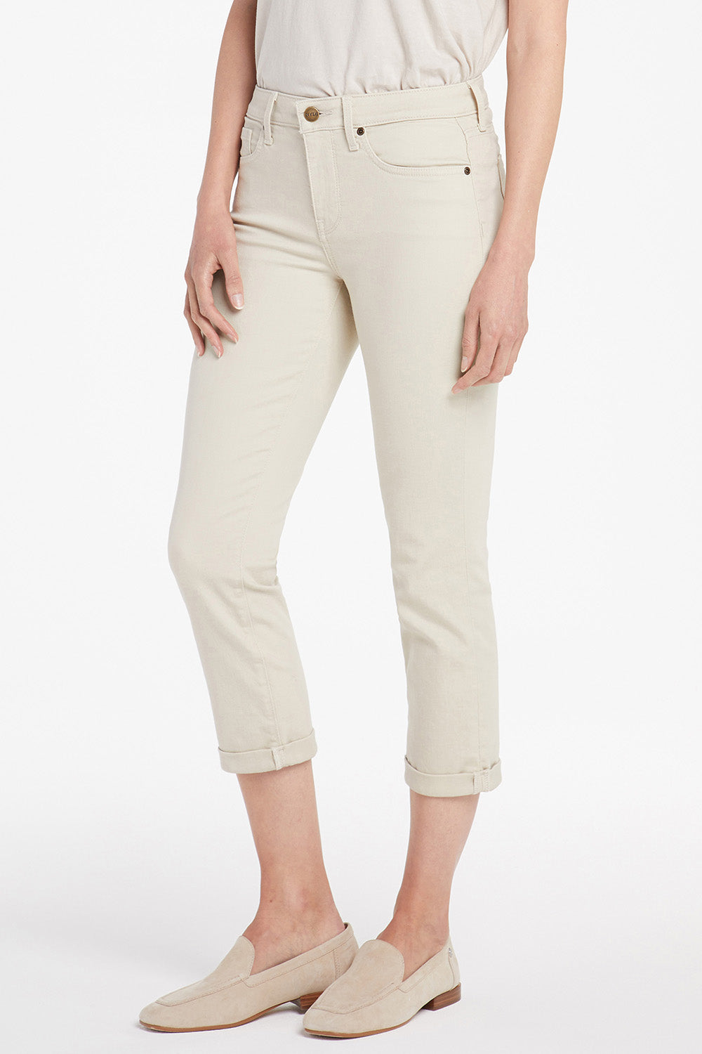 Chloe Skinny Capri Jeans With Roll Cuffs - Feather Tan