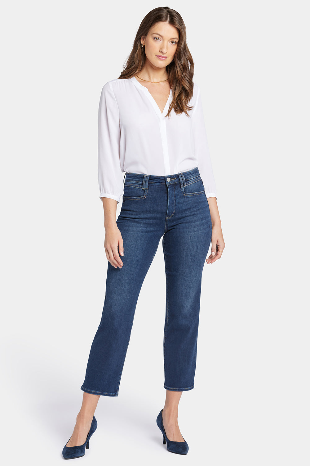 Bailey Relaxed Straight Ankle Jeans With High Rise And Square Pockets -  Wonderland Blue | NYDJ