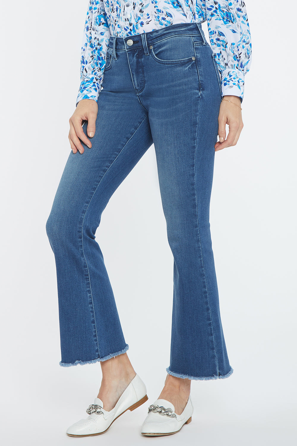 Ava Flared Ankle Jeans With Frayed Hems - Foundry Blue | NYDJ