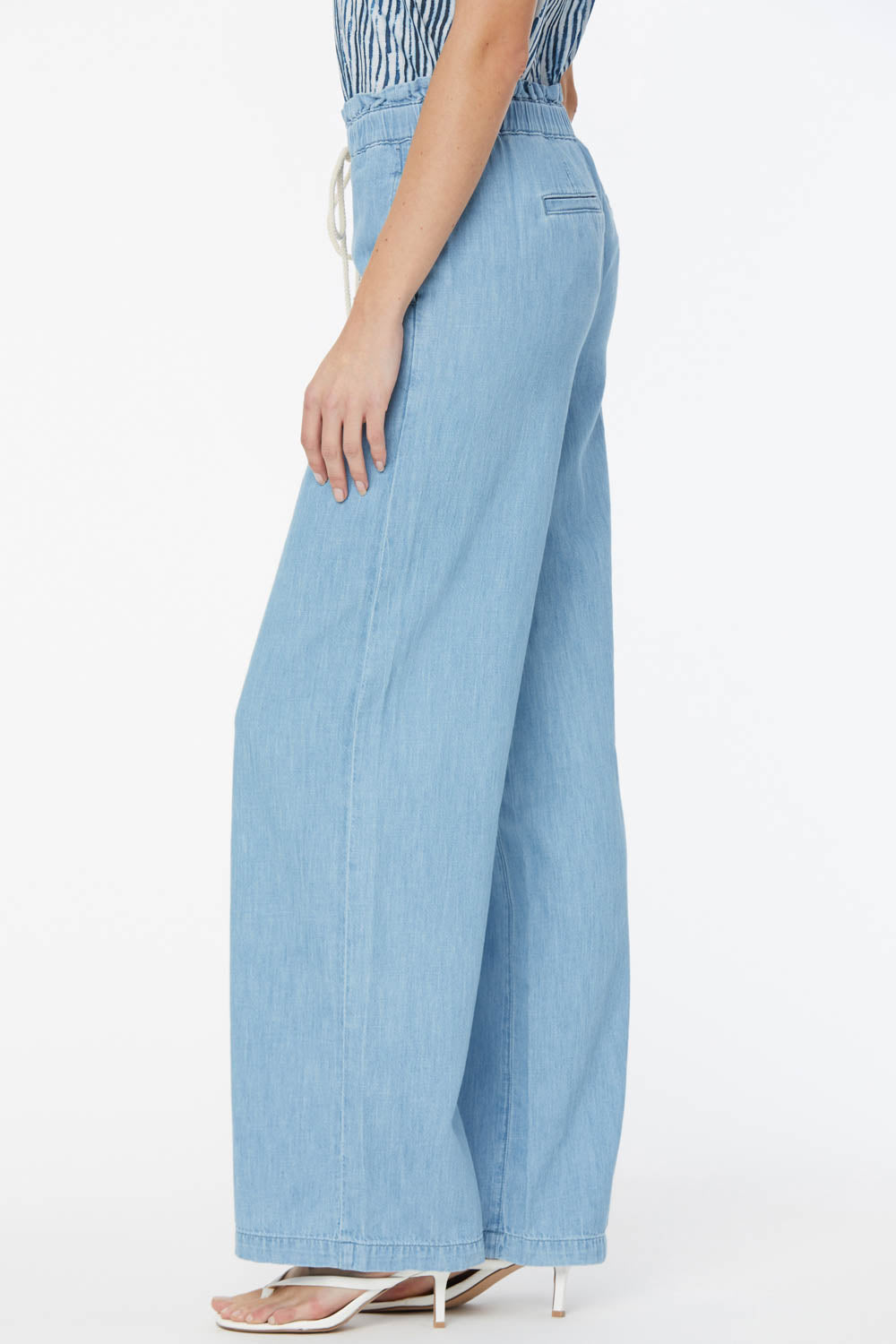 Chambray Wide Leg Pants: Wear Now & Later — bows & sequins