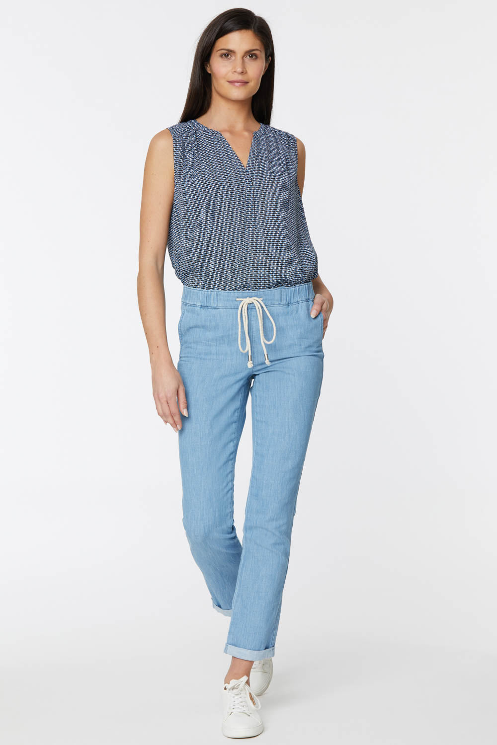 Slim Jogger Ankle Pants With Roll Cuffs - Light Stone Blue | NYDJ